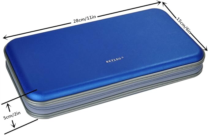 70 Capacity Heavy Duty CD DVD Blu-ray Media Case Storage Holder Organizer Wallet (Blue)