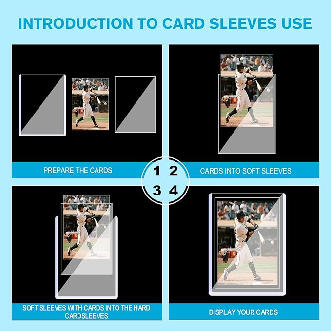 400 Hard Plastic Trading Card Protector - 200 Hard Card Sleeves and 200 Soft Card Sleeves, 35pt Rigid 3"x4" Card Holders, Clear Open-Top Card Sleeve, Fits Standard Trading, Baseball, Sport, Game Cards