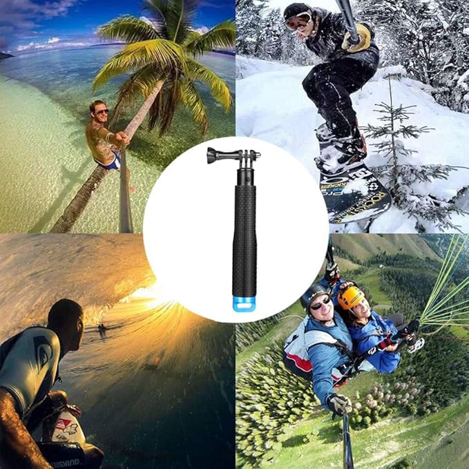 Homeet Extendable Action Camera Selfie Stick, 19" Sports Cameras Selfie Stick Pole Waterproof Telescoping Pole Monopod for DJI OSMO, AKASO, SJCAM, YI, Victure, Qumox, Crosstour
