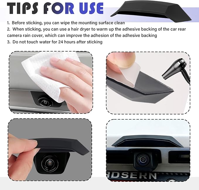 New Car Backup Camera Rain Shield,Wider & Longer Backup Camera for Car Rain Shield to Block Rains Water,Silicone Cars Rear View Backups Cameras Cover with Adhesive Backing