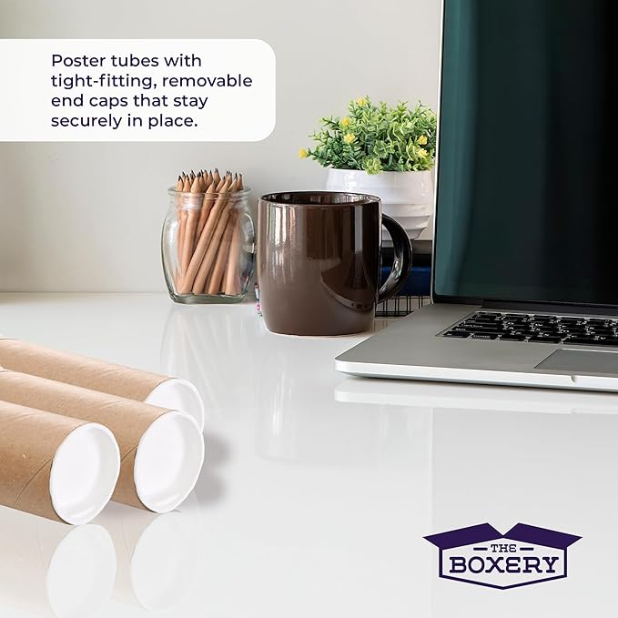 The Boxery Brown/Kraft Shipping, Storage, Posters, Arts, Crafts, Documents, Mailing Tubes s 2 inch x 15 inch - 50 PACK, Made in the USA, Reusable and Recyclable