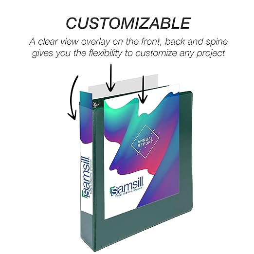 Samsill Durable 1.5 inch 3 Ring Binder, Made in USA, D Ring Binder, FSC 100% Recycled Chipboard, Green, 4 Pack
