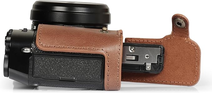 MegaGear Ever Ready Genuine Leather Half Camera Case Compatible with Fujifilm X100VI - Brown