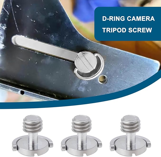 6Pcs 3/8 Inch Camera Fixing Screw D-Ring Male Thread Mounting Screw for Quick Release Plate Camera Tripod 19.4x16.2mm Silver