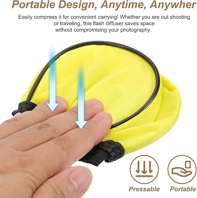 PATIKIL 3.5" x 2.4" Soft Mini Flash Diffuser Cap, 4 Pack Universal Elastic Flash Diffuser Cover for DSLR Camera Flashlight, Yellow