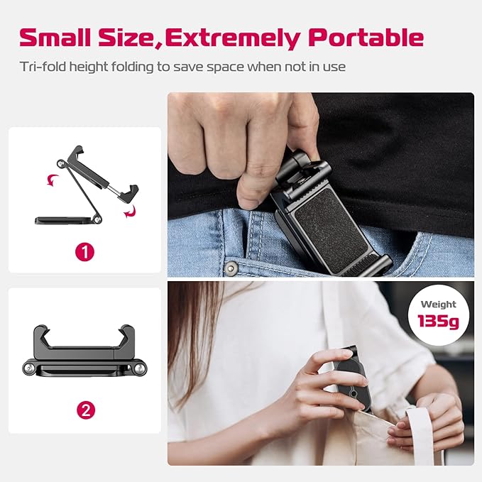 ULANZI Phone Tripod Mount 2 Cold Shoes & Arca Port, HP004 Metal 360° Smartphone Tripod Adapter for iPhone, Cell Phone Vlog Tripods Grip Stand Holder for Desktop Video Live Streaming Vlogging Rig