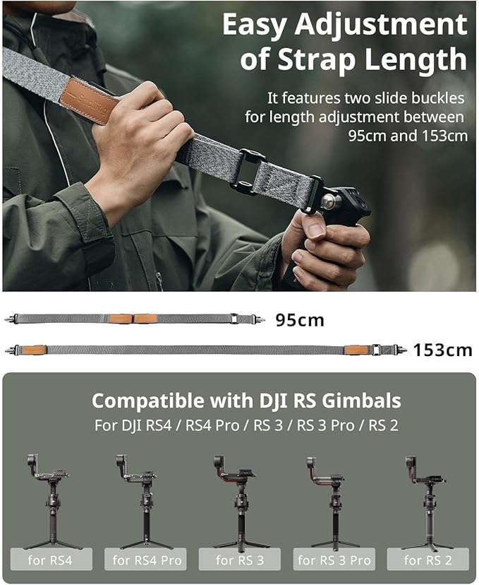 SmallRig RS3 RS2 Weight-Reducing Shoulder Strap Compatible with Sling Handle for DJI, Gimbal Belt with Upgraded QD Quick Release Buckles for DJI RS4 / RS4 Pro/RS 3 / RS 3 Pro/RS 2