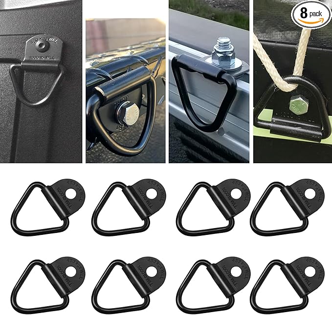 Cargo Tie-Down Anchors,8-Pack Black Steel V-Ring Bolton Trailer Cargo Tie Down,for Trailers,Trucks and Warehouses Replacement for D-Ring Plastic Flush Mount Pan Fitting Tie Down