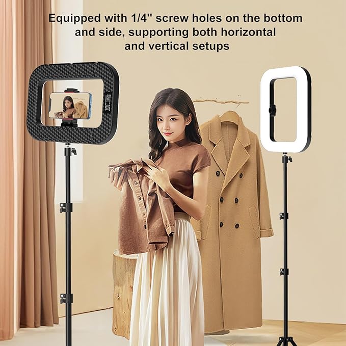 Selfie Phones Ring Light, Smartphone Video Rig, Rechargeable Handheld Phone Video Stabilizer with Phones Holder for Filmmaking