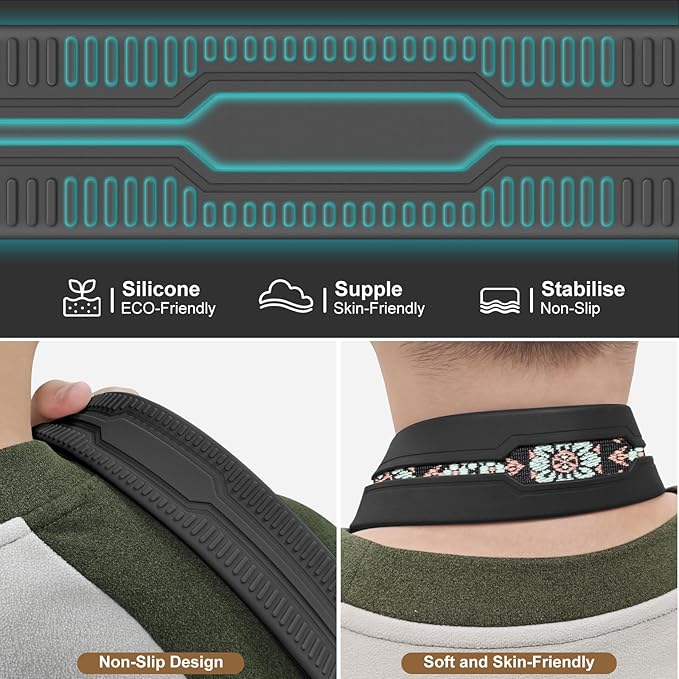 Neck Strap Silicone Camera Straps - Padded Camera Strap, 1.5" Wide Adjustable Nylon Shoulder Strap - Compatible with Canon, Nikon, Sony, and More DSLR and Mirrorless Cameras (Green)