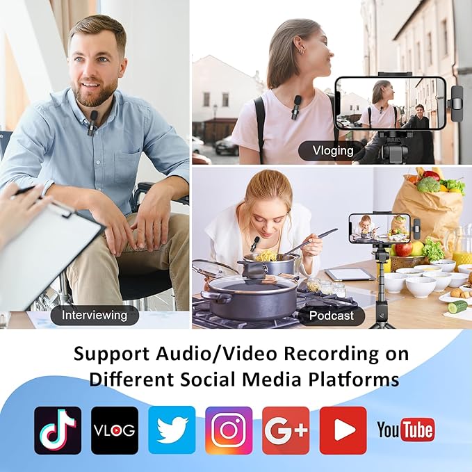 MAYBESTA Professional Wireless Lavalier Lapel Microphone for iPhone Android - Bluetooth Mini Phone Microphones for Video Recording - 2 Clip on Mics with USB C Interface for Tiktok YouTube Vlog