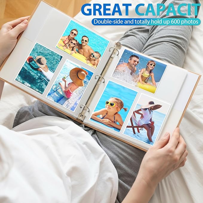 Feifeiya 150 Pack 4 x 6 Photo Sleeves for 3 Ring Binder(for 600 Pictures) archival Photo Page Protectors Holds Clear Plastic Refill Pages Plastic Album Refill Pages