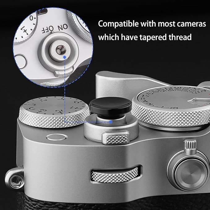 Haoge Metal Shutter Release Button for Fujifilm X-E1 X-E2 X-E2S X-E3 X-T2 X-T3 X-T10 X-T20 X-Pro1 X-Pro2 X100 X100T X100S X100F and Leica M2 M3 M6 M7 M8 M9 M10 M-E M-P M9-P M-A Concave Surface Black