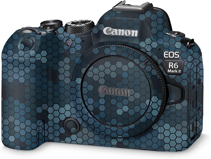 Camera Skin Compatible with Canon EOS R6 Mark II Camera (2022) - Blue Hexa Camo - Premium 3M Vinyl Protective Wrap Decal Cover - Easy to Apply | Crafted in The USA by MightySkins