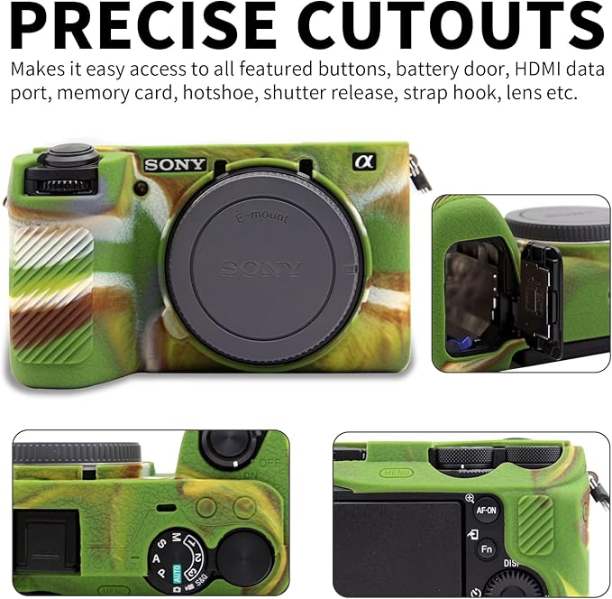 Easy Hood Camera Case for Sony Alpha 6700, Soft Silicone Protective Cover a6700 DSLR Camera Anti-Scratch Slim Fit Body Skin Protector Housing Sleeve for Sony A6700 Mirrorless Camera Camo