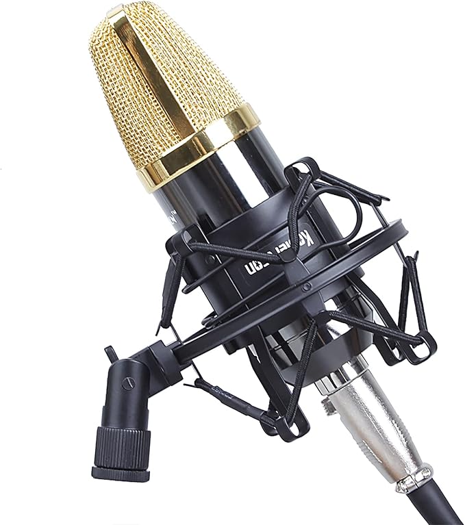 Koolertron Microphone Shock Mount,Mic Clip Holder,Universal 50MM Anti-Vibration Mic Holder for 48MM-54mm Diameter Studio Condenser Mic (Black)