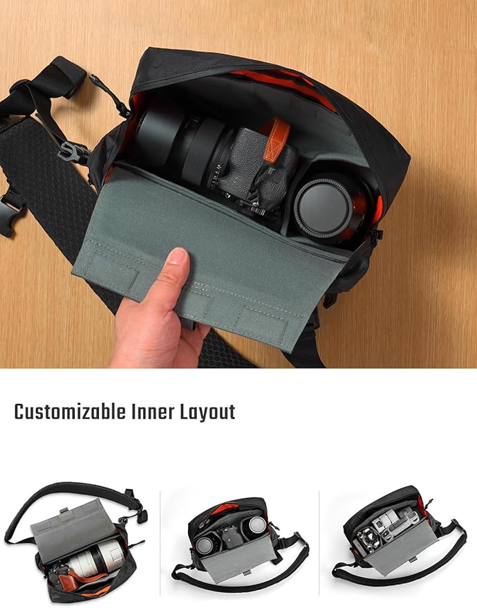 TACTICAL_GEEK TCM9 Backpack Insert Camera Organizer, Flexible Modular Storage for Photography Gear with Magnetic Flap, Foldable Hook Panel for Backpack Accessories Storage(Grey)