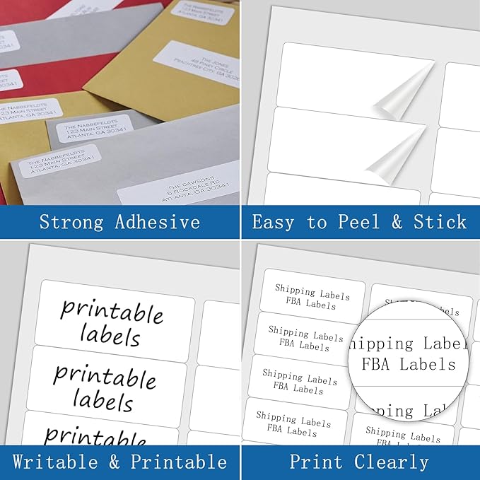[2000 Sheets 60000 Labels] BESTIKER Address Labels 1” x 2-5/8” Shipping Mailing Labels 30 per Page Printable FBA Barcode Label, Laser & Inkjet Printer Labels 30up White