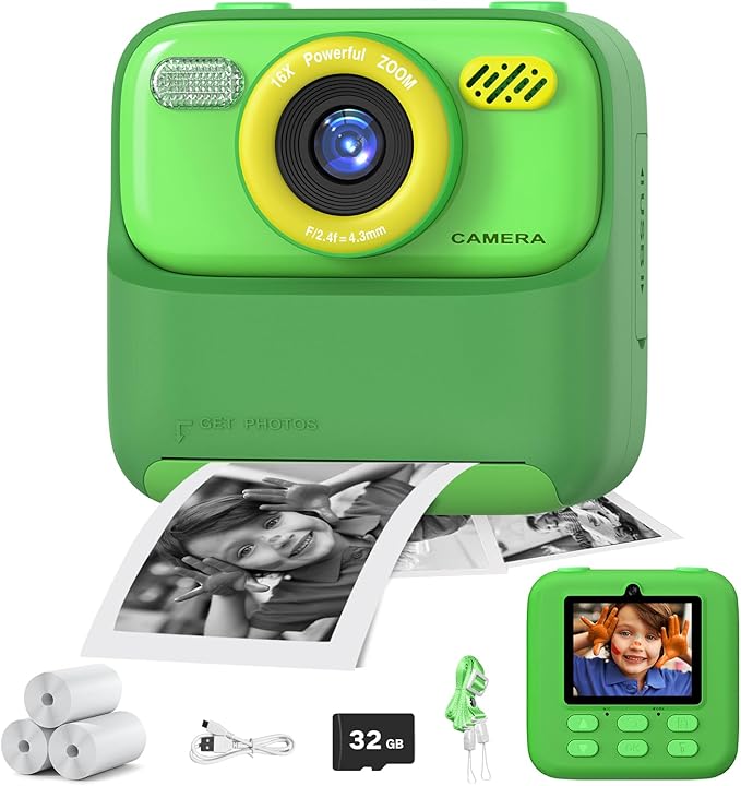 masterbee Kids Camera Instant Print Photo, Birthday Gifts for Girls and Boys, Kids Digital Camera Toys, 1080P HD Video, 3 4 5 6 7 8 9 10 11 12 Year Old Boy Gifts/Girl Gifts