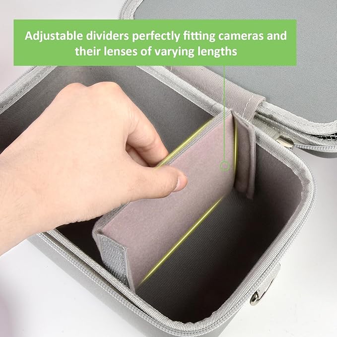 Digital Camera Case Compatible with Canon EOS Rebel T7/ 4000D/ T100 DSLR Cameras, Also for Sony Alpha a6400/ a6100/ a6700/ A6600/ a6300 Mirrorless, Holder for SD Card and More (Grey)