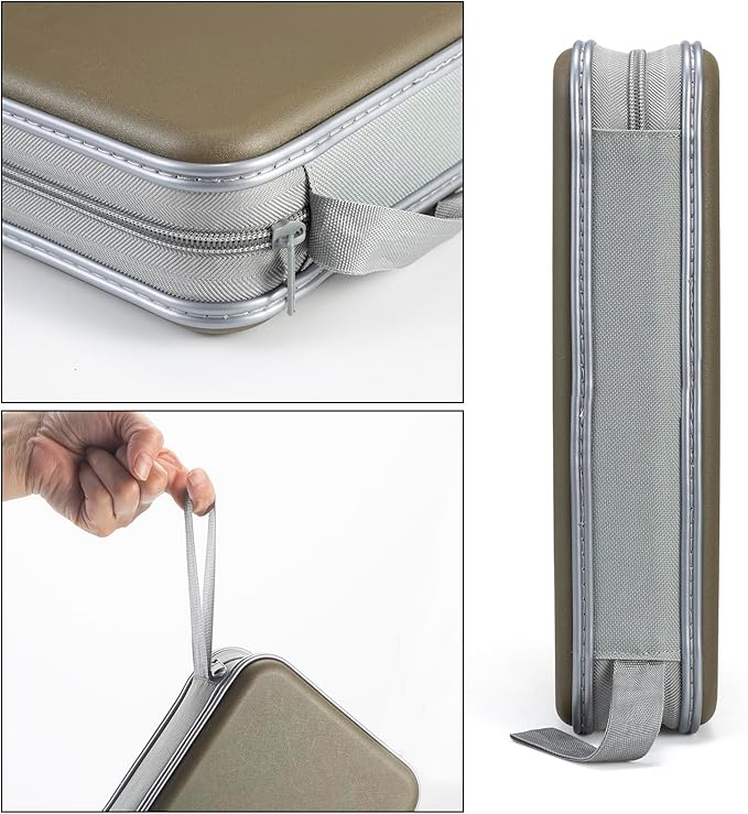 Alavisxf CD Case, 96 Capacity Hard Plastic DVD Disc Storage Case Holder with Zipper - Portable CD DVD Organizer for Car, Home, Travel (Olive Green)