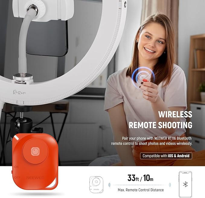 NEEWER RH12B Pro 12" 30W High Power LED Ring Light with 71" Tripod Stand Compatible with iPhone, 3290lux Bi Color Selfie Circle Light Phone Holder for Video Recording Makeup Stream, 2900-7000K CRI97+