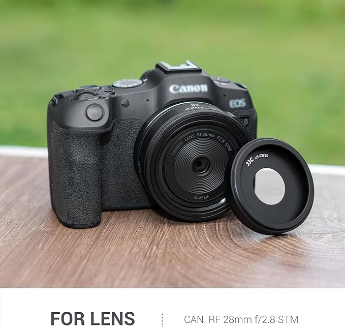 Metal Lens Hood for Canon RF 28mm f/2.8 STM Lens on Canon EOS R50 R100 Camera Replaces Canon EW-55, Compatible with 55mm Filter or Lens Cap