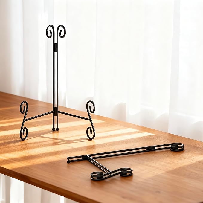 Easel Stand, 12 Inch Plate Stand, 1 Pack Metal Plate Holder for Display, Iron Plate Stands for Picture Frame Record Album Collectibles