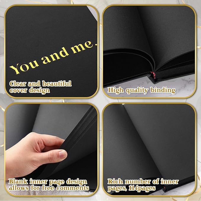 Colarr Hardcover Couples Scrapbook 144 Pages 8.7 x 8.7" Couples Photo Album Scrapbook Journal for 1 Year Wedding Memory Anniversary Photo Book Gift with 2 Markers