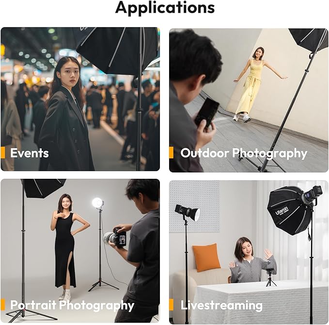 ULANZI AT-05 78.7'' Heavy Duty Foldable Light Stand, 6.56ft Extendable Light Tripod for Continute Output Photography Lighting/Strobe Light/Webcams/Cameras/Softbox, Weight 2.64 lbs, Maxload 11lbs