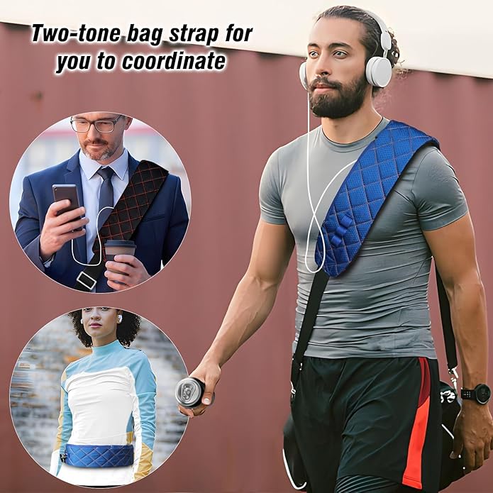 Ultra Comfortable Shoulder Strap Bag Belt with Anti-Theft Pockets and Padded, 2 Tone Reversible Use, Stylish & Secure