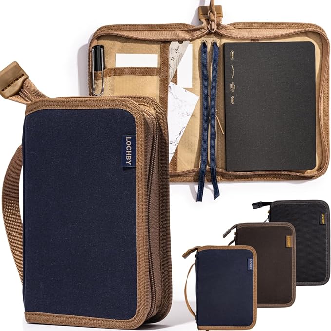 LOCHBY® Field Folio A6 | Zippered Notebook Cover | Water-Resistant Waxed Canvas | Ideal for Travel, Art, & Bullet Journals