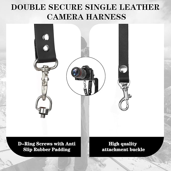 Bebaimis Single Camera Harness Strap for 1 Camera,Leather Camera Strap for Photographers,Leather Camera Harness Gear DSLR/SLR