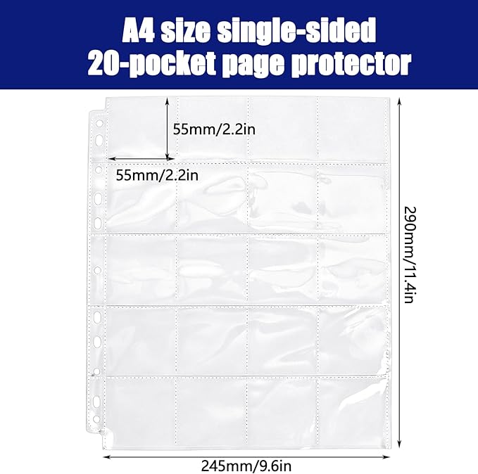 STARVAST 100PCS Protective Photo Slide Pages Holds 20 55mm Slides Top Loading Photo Page Sleeves for 3 Ring Binder Holds 2000 2.2 Inch Photos Clear Archival Slide Storage Album Refill Preservers