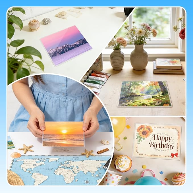 VOKOY 200 Pack 5x7 Photo Sleeves, No Holes Archival Quality Sheet Protectors Clear Top Loading Page Protectors Waterproof Soft Plastic Sleeve for Photos Postcards Pictures Art Prints Recipe Cards