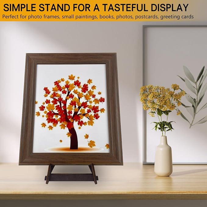 COLOOFO 1 Pack 8 Inch Plate Stand, Wooden Display Stand Plate Stands for Display Decorative Picture Frame Stand, Easel Display Stand,Book Display Stand, Plate Holder Display Stand (8 Inch-1PCS)