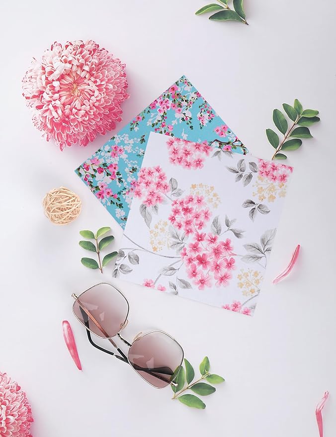 6PCS Thickened Glasses Cleaning Cloth Elegant Flower Design Microfiber Cleaning Cloth, Eyeglass Lens Cleaning Cloths, Soft Wipes for Reusable Eyeglass and Phone Screens (Five-petaled Flower)