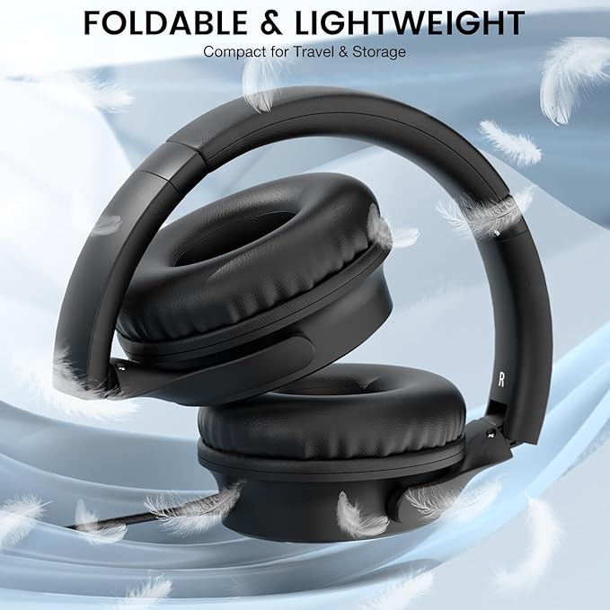 USB C Wired Over-Ear Headphones with Microphone, Volume Control, Share Port, and Adjustable Headband Foldable Stereo Headset for iPhone 16, Samsung, Laptop, Gaming, Travel