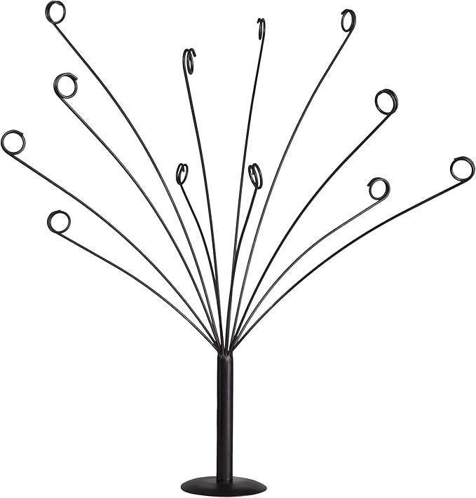 CraftyCrocodile Gift Card Tree Holder - Metal Display Stand with 11 Flexible Clips for Photos, Money, Lottery Tickets, Cards & Notes - Matte Black Finish