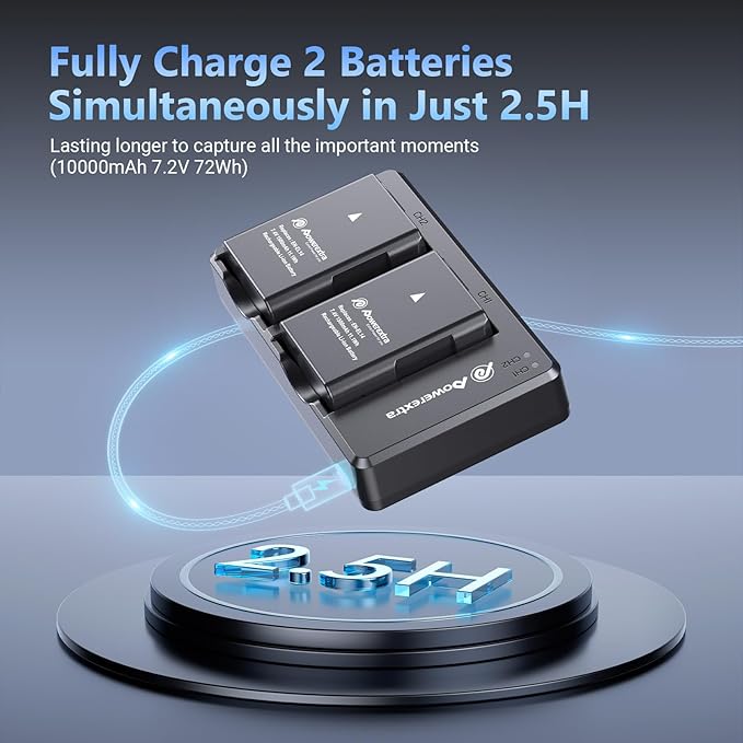 2 x EN-EL14 / EN-EL14a Battery & Dual LED Charger Compatible with D3100, D3200, D3300, D3400, D3500, D5100, D5200, D5300, D5500, D5600, Df, Coolpix P7000, P7100, P7700, P7800