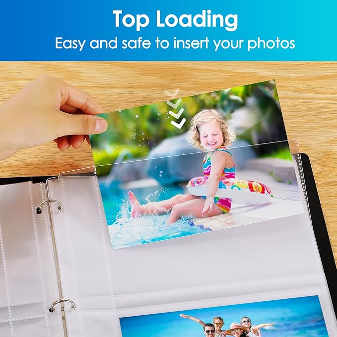 MaxGear60 Pack 5x7 Photo Sleeves for 3 Ring Binder (240 Pictures), Heavy-Duty Archival Page Protectors, 2-Pocket Clear Photo Album Refill Pages, Plastic Seed Binder Pages 8.5x11, Acid-Free