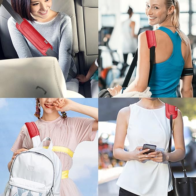 ZINZ Universal Shoulder Pad with Ultra Thick Cushion for Bag Luggage Bag Crossbody, Plus Long & Anti-Slip & Breathable,Red