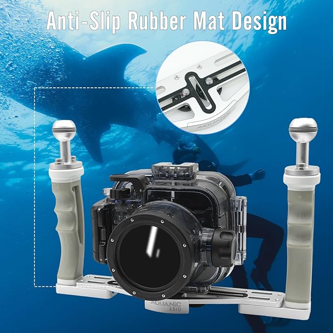 AQUANIC AS10 Underwater Camera Tray Handheld Stabilizer Tray Bracket for Camera Housing, Handle Aluminum Diving Grip for Gopro Divevolk, TG-5/6, RX100 V and Other Action Camera (Grey)