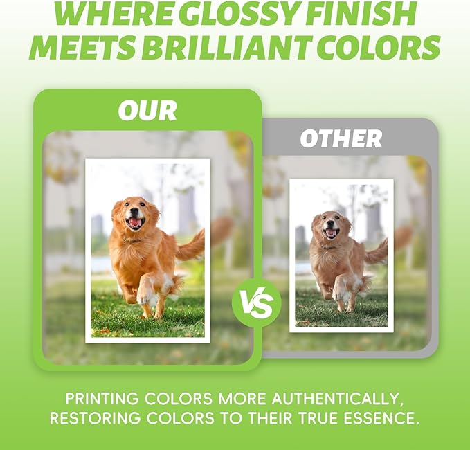 Uinkit Bright White Single Sided Glossy Photo Paper - 4x6 Inch 180gsm (48lb), 50 Sheets Instant Dry Dye Inkjet Paper, Scratch Resistant Professional Photo Printing for Home DIY Memories