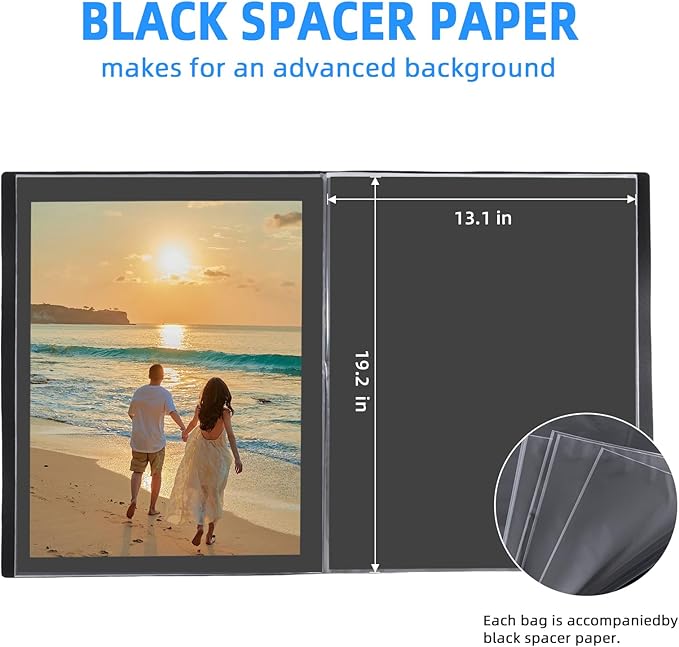 ZFCLXX Art Portfolio Binder 13"x19" Heavy Duty Binder, Portfolio Folder with 30 Sheet Protectors, With Black bompartments Display 60 Pages, Large Posters Photo Album，Scrapbook Paper Storage ﻿