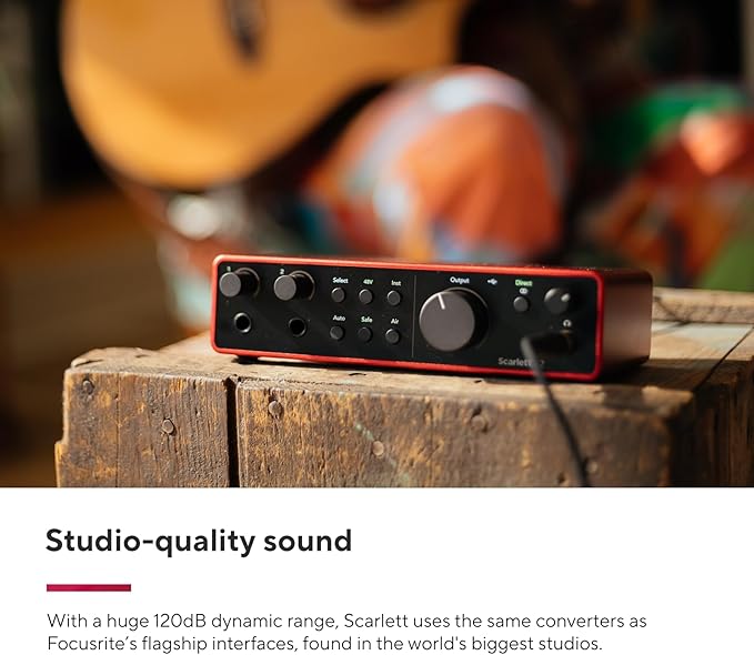 Focusrite Scarlett 2i2 Studio 4th Gen USB Audio Interface Bundle for the Songwriter with Condenser Microphone and Headphones for Recording, Streaming, and Podcasting