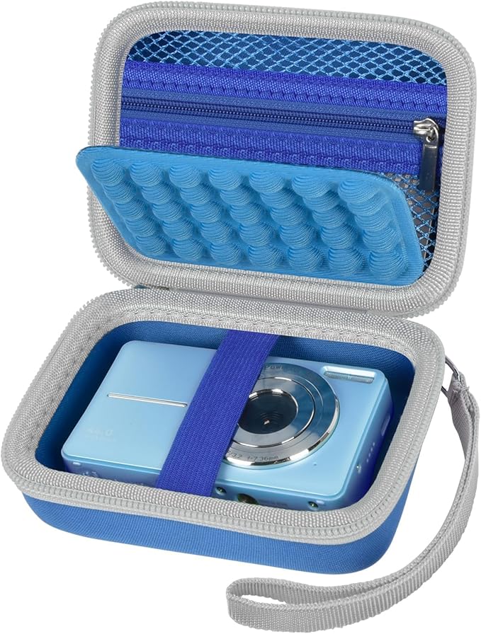 Digital Camera Case for CAMKORY/for Kodak Pixpro/for VAHOIALD/for Sony DSCW800 830/ for Canon PowerShot 180 190. Kids Vlogging Cameras Storage Holder for Accessories (Box Only)-Blue