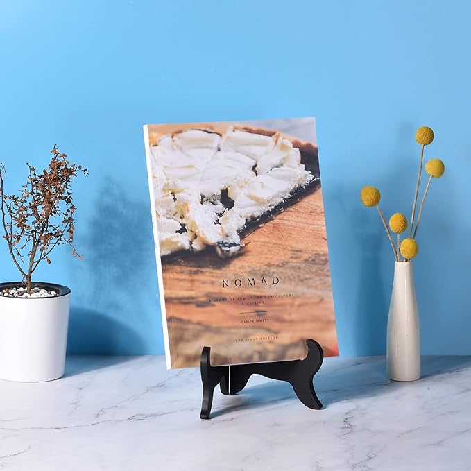 uxcell 8" Easel Plate Holder, Wooden Folding Display Stand Black for Decorative Picture Frame