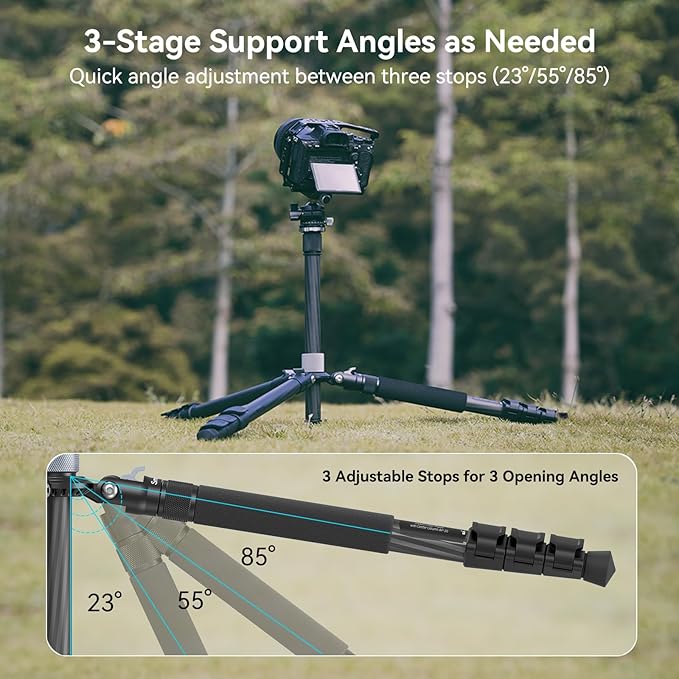 SmallRig AP-20 Carbon Fiber Tripod, 62.2" Camera Tripod Monopod with Center Column, Compact Lightweight Tripods with 360° Ball Head, Payload 26.5 lbs, Quick Release Plate, for DSLR Camera - 4059