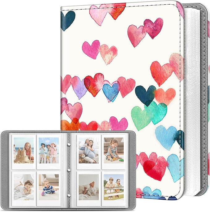 Fintie Instax Mini Photo Album Book for 2x3 Inch Films - 256 Pockets Small Albums for Fujifilm Instax Mini 12/11/99/40/EVO/SE/7+/LiPlay Instant Camera, Polaroid Pictures (Raining Hearts)